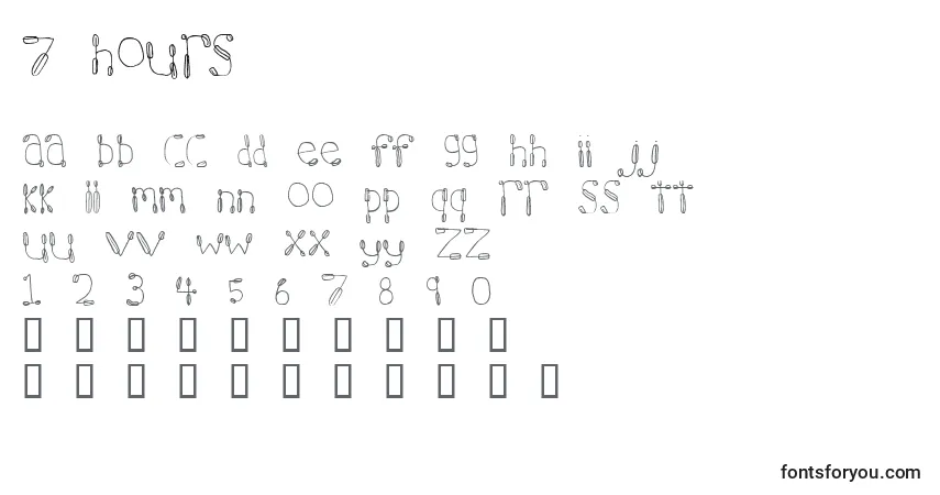 characters of 7 hours font, letter of 7 hours font, alphabet of  7 hours font